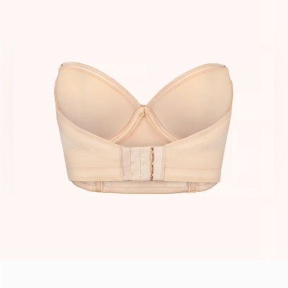 Lively Bra Size 34DD The Low Back Strapless Cream Beige Long Line Boned Bustier - Picture 7 of 16